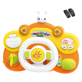 Electric Steering Wheel Toy Mini Pretend Play Driving Toy Kids Baby Toddlers orange base