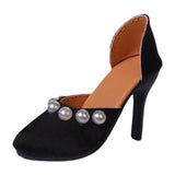 Maxbell High Heeled Shoes Pearl Female Shoes for Dress up Action Figures Accessories black