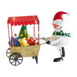 Christmas Snowman with Cart Statue Cute Tabletop Decoration for Holiday Gift