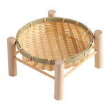 Maxbell Bamboo Woven Basket Tray Round Storage Tray for Vegetables Breakfast Cabinet 18cm Wood