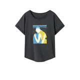 Maxbell Maxbell Womens T Shirt Summer Female Simple Crew Neck Shirt for Shopping Travel Work M