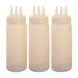 Maxbell 3x Sauce Bottles Squeeze with Small Pointed Nozzle for Dressing Barbecue BBQ White