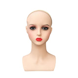 Wig Holder Mannequin Head for Eyeglasses Hair Styling Wig Making and Display Red lips A