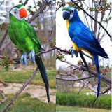 2pcs 45cm Realistic Parrot Birds Figurine Garden Sculpture Home Art Ornament