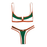 Maxbell Women Bikini Set Halter Two Piece Bathing Suit for Beach Swimming Pool Party M Brown