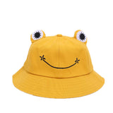 Cartoon Frog Bucket Hat Summer Beach Travel Sun Hat for Kids Adult Yellow M