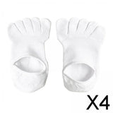 Maxbell 4xFive Finger Socks Cotton Anti Slip Thin Cotton Socks for Running Sports White