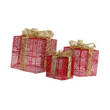 3x Christmas Gift Boxes Christmas Decorations for Cafe Holidays Housewarming Red