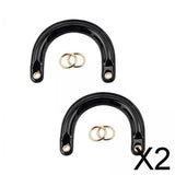 Maxbell 2x2Pcs U Shaped Purse Handles DIY Bag Strap with Metal Buckles Handbag Handles Black Gold Buckle