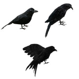 Maxbell 3x Artificial Realistic Birds Ravens Crows for Garden Halloween Decoration