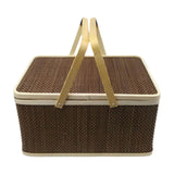 Maxbell Bamboo Woven Basket Container with Foldable Handle for Fruits Mooncake Bread