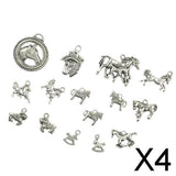 Maxbell 4x15pcs Alloy Silver Various Horse Shaped Charms Pendants Beads