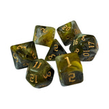 Maxbell 7 Pieces Double Colors Polyhedral Dices D6 D4 D8 D10 (00-90 and 0-9) D12 D20 Yellow Gray