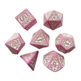 Maxbell 7 Pieces Polyhedral Dices Set Mini Dices Party Game Dices for Bar Home Party Pink
