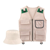 Maxbell 2xKids Explorer Costume Cargo Vest and Hat for Toddlers Park Ranger Zoo Keeper