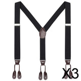 Maxbell 3xMen's Adjustable Y-Back Elastic Suspenders Braces Work Button End Suspender
