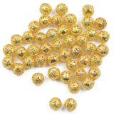 Maxbell 100pcs 8mm Round Metal Spacer Beads Jewelry DIY Making Loose Charms Gold