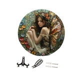 Maxbell Fairy Hanging Ornament 2D Flat Round Wall Art Decor for Outdoor Home Holiday Style A