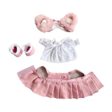 Maxbell 15 cm Plush Doll Clothes with Hair Accessory Dress up Adorable Doll Clothing pink