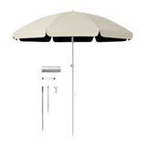 Maxbell Small Patio Umbrella 5.6ft Heavy Duty Portable Market Umbrella for Park Lawn beige