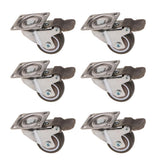 Maxbell 6Pc Heavy Duty Swivel Bearing Caster Wheels Rubber Base with Top Plate 1.25"