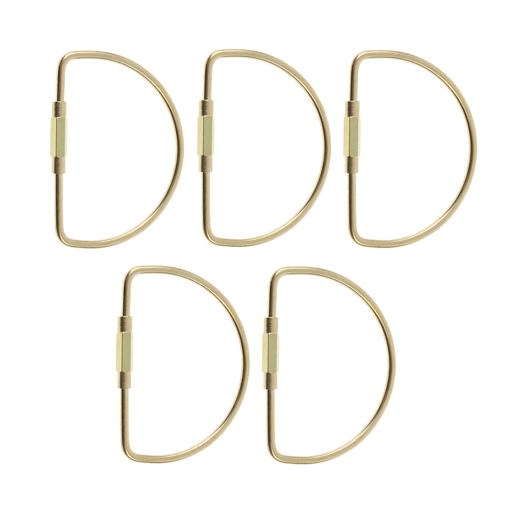 Maxbell 5 Pieces Brass Screw Lock Keychain Ring Clip Tool Hook Clasp D shape
