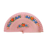 Maxbell Folding Hand Held Fan Versatile Wooden for Performance Dancing Props Wedding pink