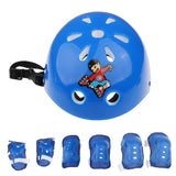 Maxbell 7 Pieces Kids Roller Skating Cycling Helmet Knee Elbow Pad Wrist Guard Sets Blue - Aladdin Shoppers