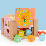 Maxbell Children Preschool Wooden 12 Holes Chinese Zodiac Geometry Blocks Shape & Colors Sorter Wisdom Box Early Learning Educational Toy - Aladdin Shoppers