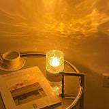 Rotating Water Ripple Night Light, light-emitting diode Projection Light, Romantic Bedroom Ambience 3-Color Rechargeable 10x9.5x9cm