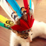 Maxbell Small Dog Hat with Feather Headdress Indians Style Pet Cat Cap Costume