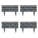 Maxbell 4 Pieces Garden Fence Edging Decorative for Landscaping Path Sidewalks Lawns Gray