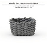 Maxbell 1 Large Handmade Woven Cotton Rope Storage Basket, Japanese Rectangular Organizer Bin with Brown Handles, Gray Decorative Box for Living Room, Bathroom & Desktop Small Gray