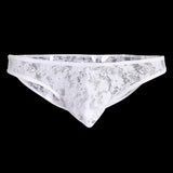 Maxbell Sexy Mens Low-rise Transparent Panties Lace Hipsters G-String L White - Aladdin Shoppers