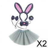 Maxbell 2xBunny Costume Set Cosplay Ears Headband for Easter Themed Parties Carnival