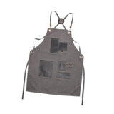 Canvas Apron with Pockets Hair Stylist Apron for Kitchen Crafts Hairdressing gray