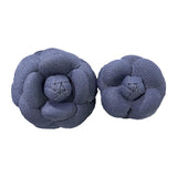 2Pcs Camellia Flower Brooches Lapel Pins for Suit Sweater Coat Dress Banquet Dark Blue