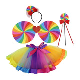 Maxbell Girls Layered Rainbow Tutu Skirt Costumes for Easter Cosplay Party Christmas 4 Pieces