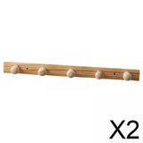 Maxbell 2xWooden Coat Hooks Robe Hooks Towel Rack for Door Wall Living Room Bathroom