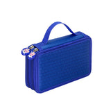 Maxbell 2 Layers Capacity Pencil Pen Case Travel Brush Makeup Storage Bag Blue