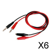 Maxbell 6xBanana plug to Aligator Clip Test Lead Cable for Tester Multimeter Red+Black