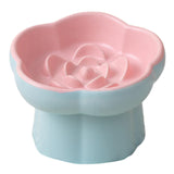 Maxbell Slow Feeder Slow Eating Cute Ceramic for Small Dogs Kitten Elevated Cat Bowl Pink Blue