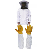 Maxbell White Beekeeping Bee Keeping Jacket Veil Suit Dress Smock+ Protective Gloves