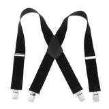 Suspenders w/ Heavy Duty Clips&X Back Adjustable Straps for Adults black