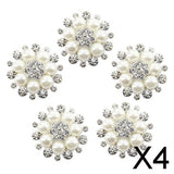 Maxbell 4xPhenovo Crystal Faux Pearl Flower Button Decoration DIY 30mm 5pcs Beige