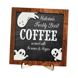 Maxbell Halloween Desk Sign Art Plaque Sign Coffee Bar Decor for Home Office Cabinet Style E