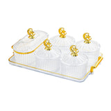 Maxbell Dried Fruit Snack Serving Plate Candy Nuts Dish with Lid for Party Appetizer cleat