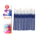 Maxbell 15x Nail Dotting Pen Nail Art Liner Brushes for Long Lines DIY Manicure Home Blue