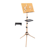 Maxbell Wooden Music Stand for Sheet Music Sturdy Portable for Lectern Piano Player with tray phone clip