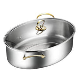 Maxbell Stainless Steel Fish Steamer Oval Cookware for Cornbread Vegetables Potatoes